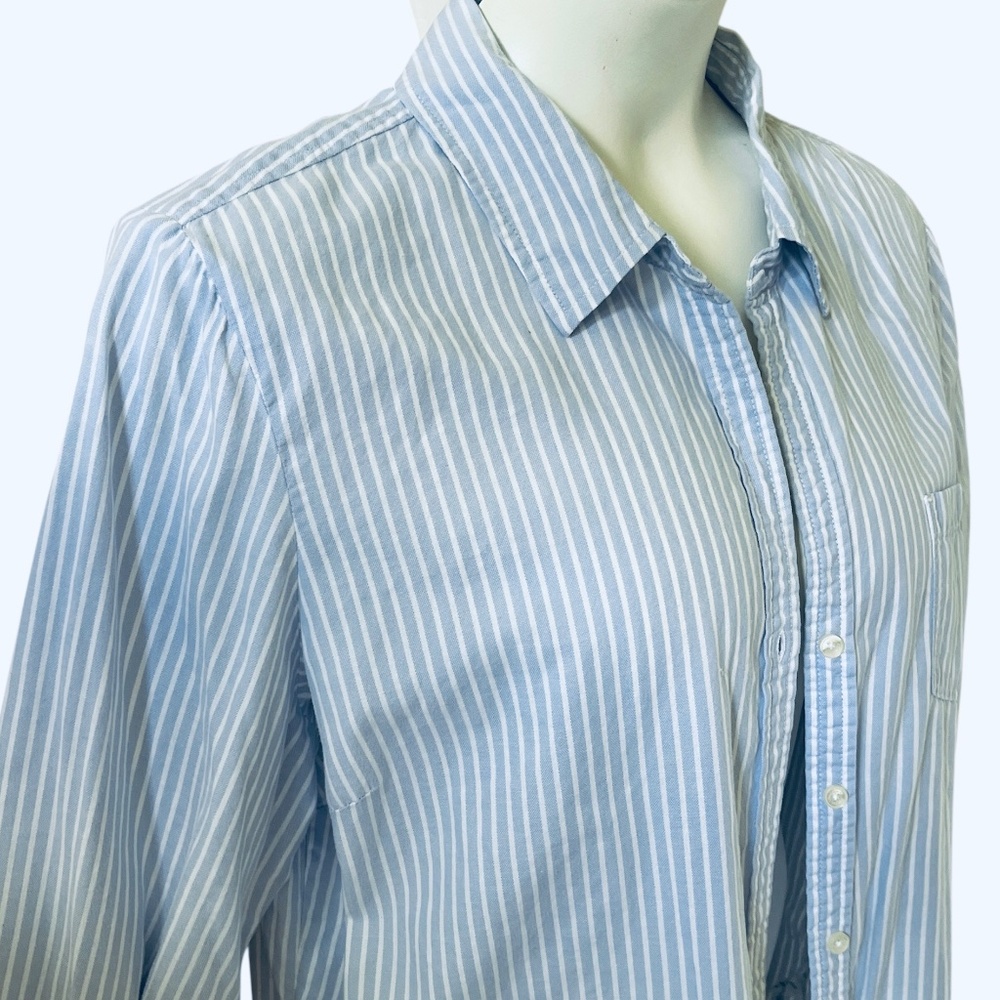 TOMMY HILFIGER Long Sleeve Blue White Stripe Classic Button Down Shirt Women XL - Picture 5 of 13